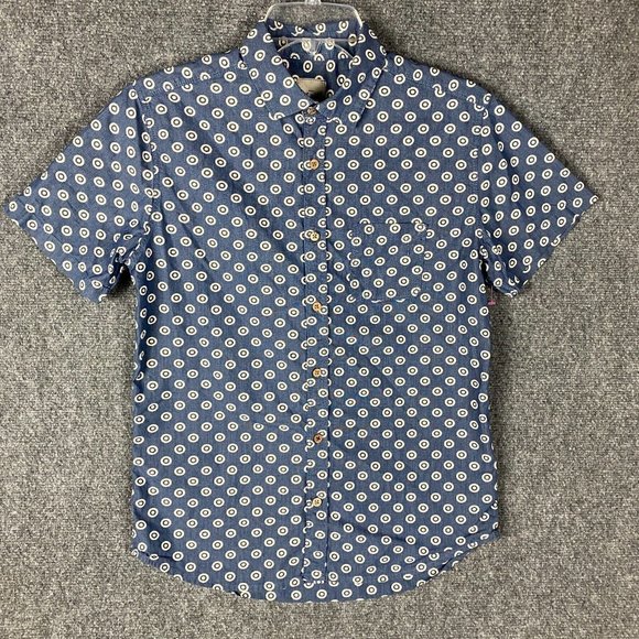 Of All Threads Button Up Shirt Men's Small Short Sleeve Blue Cotton Blend S - Picture 1 of 8